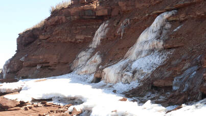 Ice from seepage, PEI cliff
