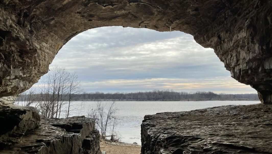 View of river from cave, Cave-In-Rock State Park, Illinois
