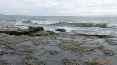 Lake Erie waves on rocky shore