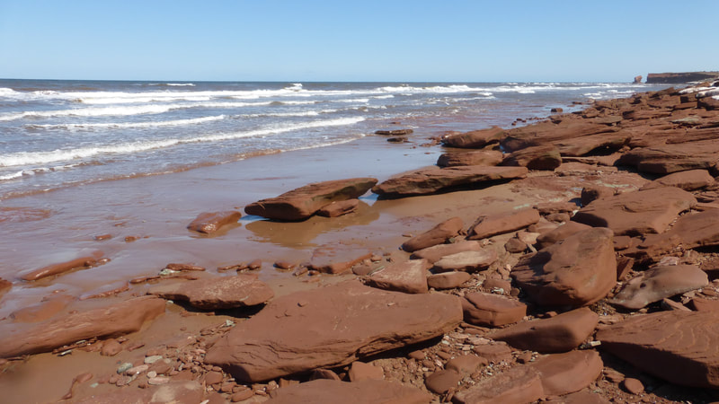 Red sandstone slabs, PEI north coast